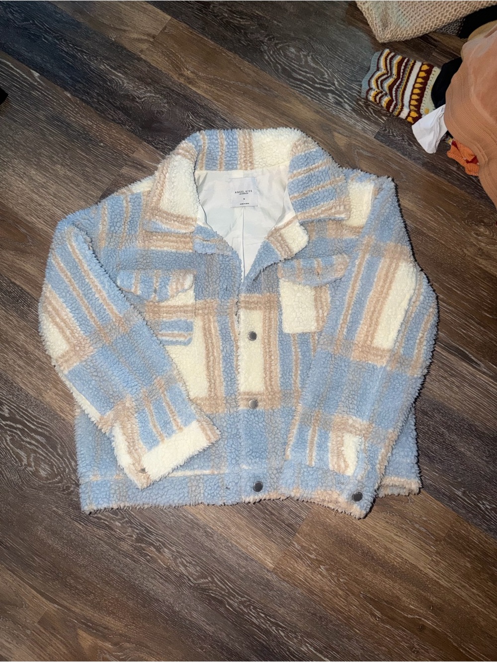 Sherpa Plaid Jacket - Blue & Cream